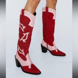 Red and pink cowgirl/cowboy boots Nasty gal Taylor Swift Eras Tour size 8